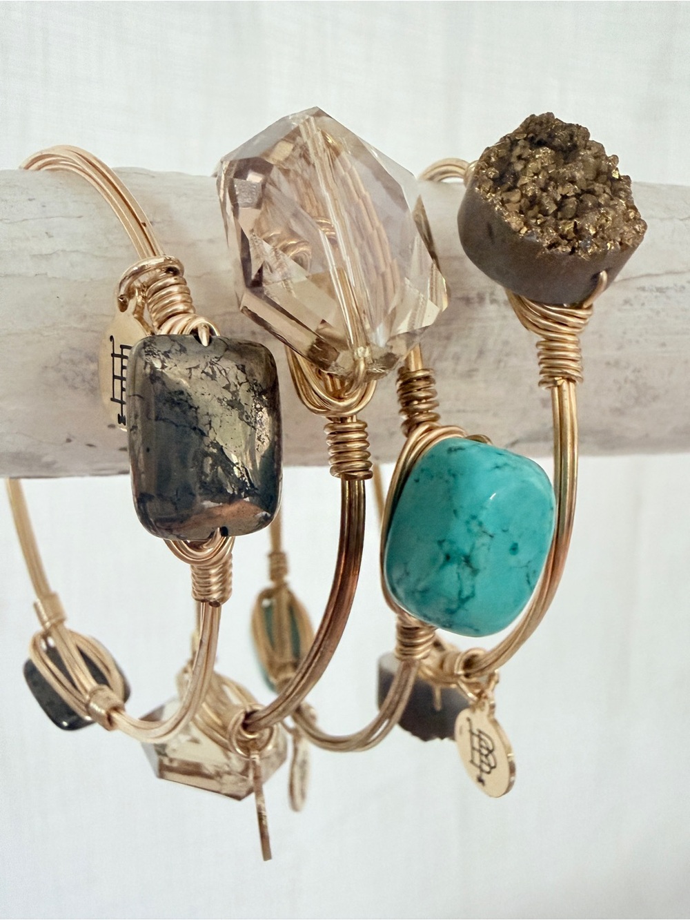Bourbon & Boweties 4-Pc Curated Stack | Turquoise, Pyrite & Crystal